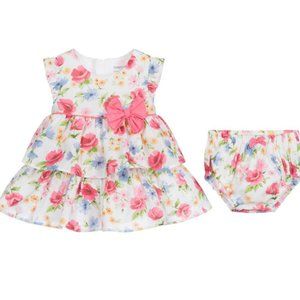 Mayoral Newborn Ivory & Pink Floral Dress Set